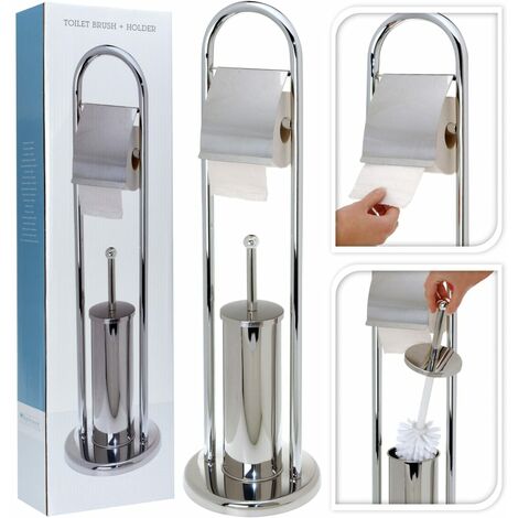 Bathroom Solutions Porta Carta igienica/Scopino Acciaio Inox Argento