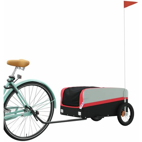 EASYCOMFORT Carrello per Cani Rimorchio Bici in Acciaio e Tessuto Oxford  Copertura per Pioggia 130x73x90cm Rosso e Nero