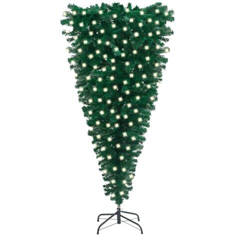 Albero di Natale Capovolto Preiluminato 240 cm Verde PVC