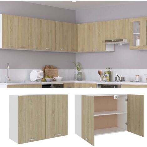 Pensile Cucina Vidaxl 80x31x60 Cm - Vetro E Rovere, Legno Multistrato - Foto 9