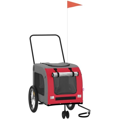 Rimorchio Da Bici Per Animali Domestici - Rosso E Grigio, Tessuto Oxford, Ferro Resistente - Foto 6