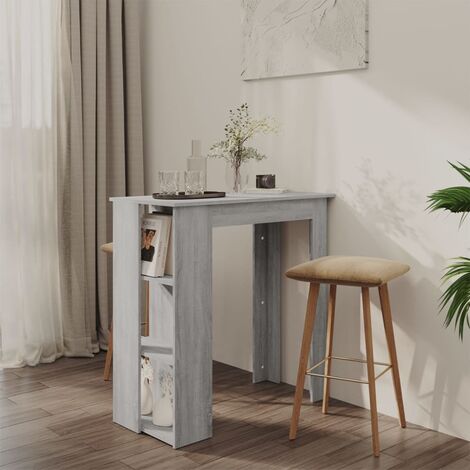 Tavolino Da Bar Gecheer Grigio Sonoma - 102x50x103,5 Cm, 3 Ripiani, Ideale Per Spazi Piccoli E Cucine