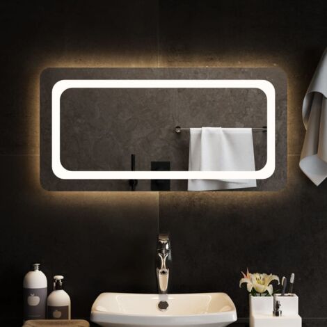 SIRHONA Specchio da Bagno a LED da Muro 80 x50cm, Specchio Parete con  Interruttore Touch e