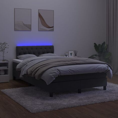 Letto a Molle Materasso e LED Grigio Chiaro 120x200 cm Velluto