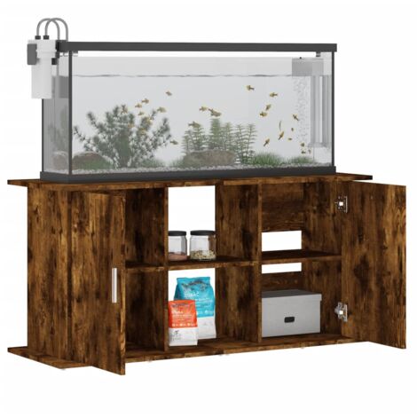 Supporto Acquario 121x41x58 cm in Legno Multistrato Rovere Fumo