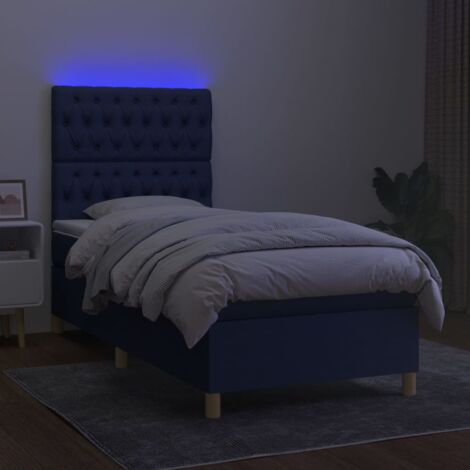 Letto a Molle Materasso e LED，Letti per adulti，Letto singolo Grigio Chiaro  90x200 cm Tessuto