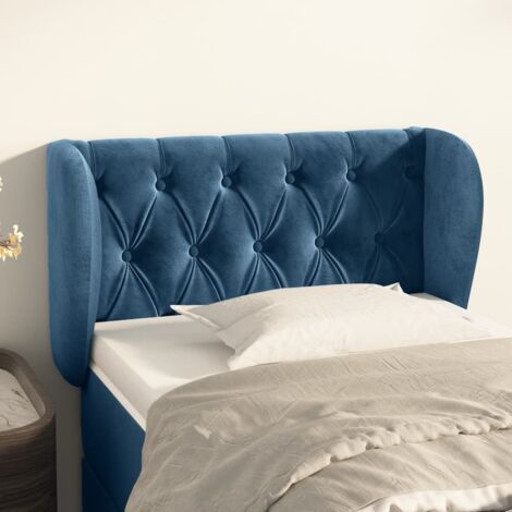 Testiera In Velluto Blu Notte 2 Pezzi – Letto Misura 80 Cm Ciascuna – Altezza Regolabile Da 78 A 88 Cm