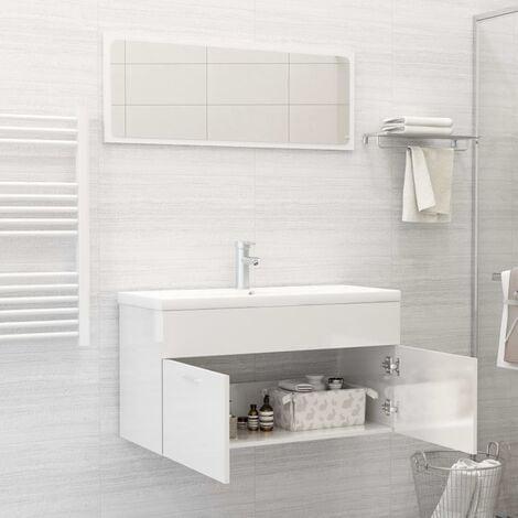 Mobile basso Arredo Bagno Rigo 1 anta 2 cassetti bianco lucido