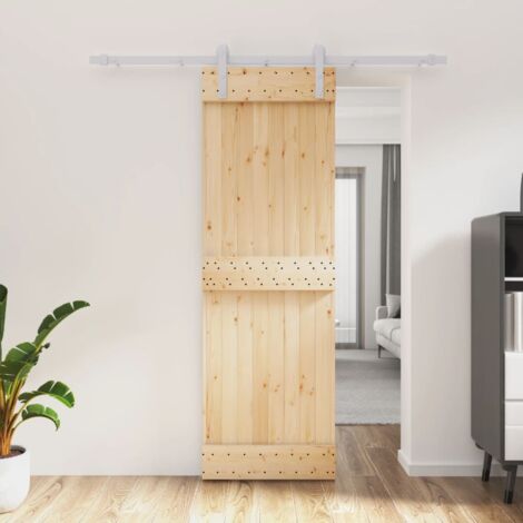 Porta Scorrevole In Legno Massello Di Pino NARVIK 70x210 Cm – Dall'aspetto Rustico, Ideale Per Interni Moderni E Salvaspazio