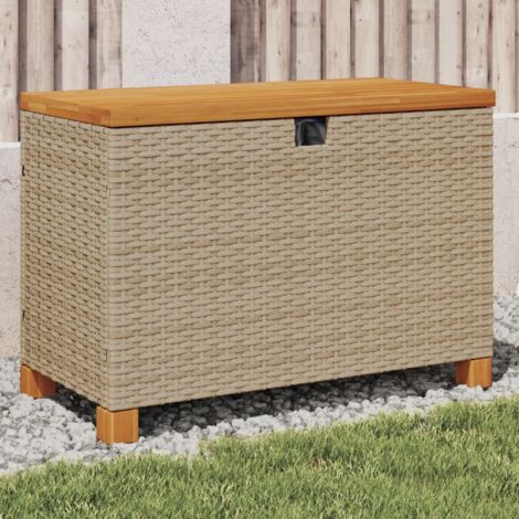 Contenitore Giardino VidaxL - Polyrattan E Legno Acacia, 220x50x54 Cm, Beige Con Custodia Impermeabile - Foto 5