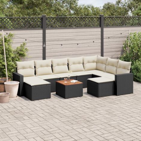 Tidyard Set Divani da Giardino 6 pz con Cuscini in Polyrattan Nero,Divano Modulare da Giardino in Rattan,Divano da Giardino in Rattan,Salottino da Esterno in Rattan,Set da Giardino in Rattan