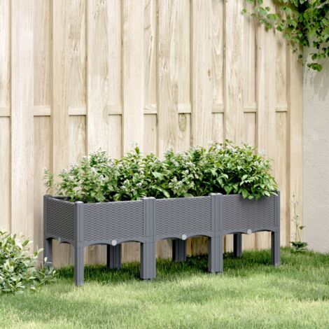 Fioriera da Giardino con Gambe Grigio Blu 80x40x42 cm in PP