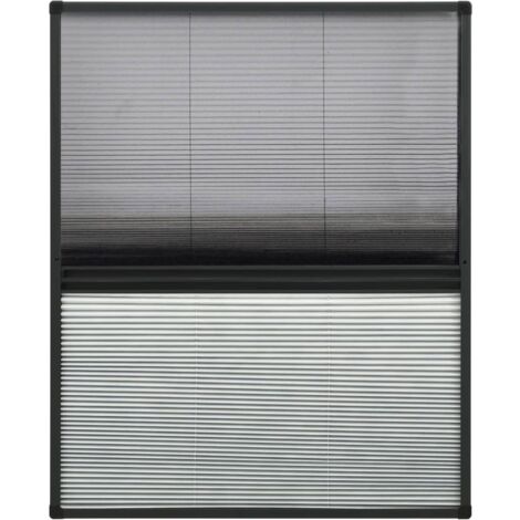 Zanzariera Plissettata Finestra Alluminio 80x100 cm con Tendina