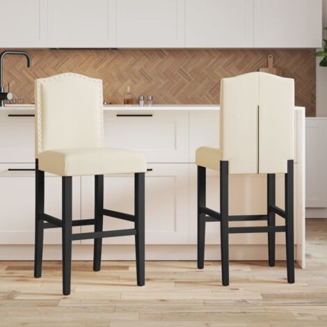 2 Pz Sedie Da Bar | Sgabello Da Bar In Legno Massello Di Hevea E Tessuto Cfw55706 92234556