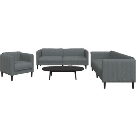 Set Divano 2 Pezzi Con Cuscini - Tessuto Grigio Scuro, Struttura In Metallo E Compensato, Poltrone Per Soggiorno E TV - 2