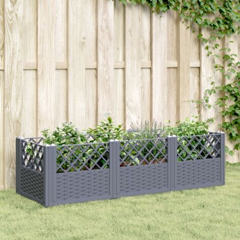 Tidyard Fioriera da Giardino con Graticcio,Fioriera con Traliccio,Fioriera con Spalliera Separ?Fioriera Grigliato da Esterno,Letto Rialzato,Grigliato,Fioriera da Esterno Bianco 80x40x136 cm PP