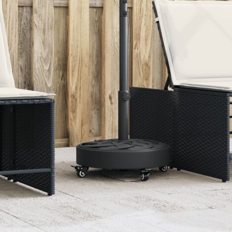 Base Per Ombrellone KOMFOTTEU Rotonda 12 Kg Con Design Rattan - Supporto Stabile Per Aste 39/48 Mm (Marrone, Giardino E Terrazza) - 5