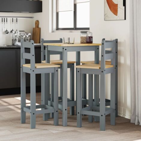 Set Da Pranzo 5 Pezzi In Legno Di Pino - Tavolo E 4 Sedie Bianco Per Cucina E Salotto - Design Semplice Ed Elegante