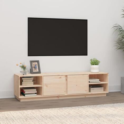 Mobile tv moderno piani in vetro base in legno massello - Colly Shop