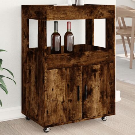 Carrello Bar Gigante Con Globo - Legno Di Eucalipto, Design Antico, 100 Cm, Per Cocktail E Decorazione