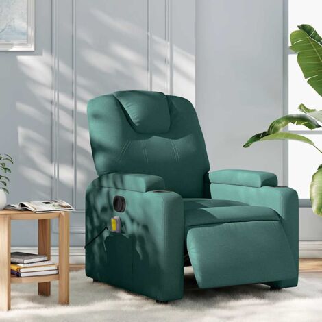 Poltrona Relax Porta TV Con Comodissima Funzione Reclinabile Elettrica In Tessuto Verde Scuro Dec028604 86204730