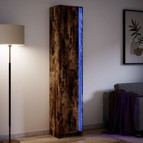 VidaXL Credenza Alta Con Illuminazione A LED RGB – Armadio Stretto In Rovere Sonoma 41,5x32,5x200 Cm – 2 Ante