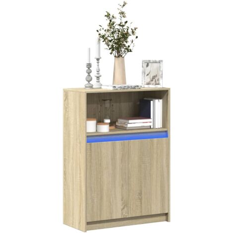 VidaXL Credenza Alta Con Illuminazione A LED RGB – Armadio Stretto In Rovere Sonoma 41,5x32,5x200 Cm – 2 Ante