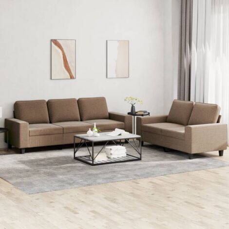 VidaXL Set di Divani 3 pz con Cuscini Grigio Scuro in Tessuto | Leroy