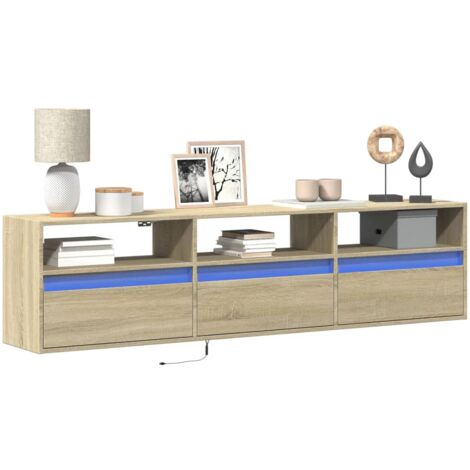 Mobile TV - 180 cm - rovere wotan/bianco lucido - con LED - WANDER