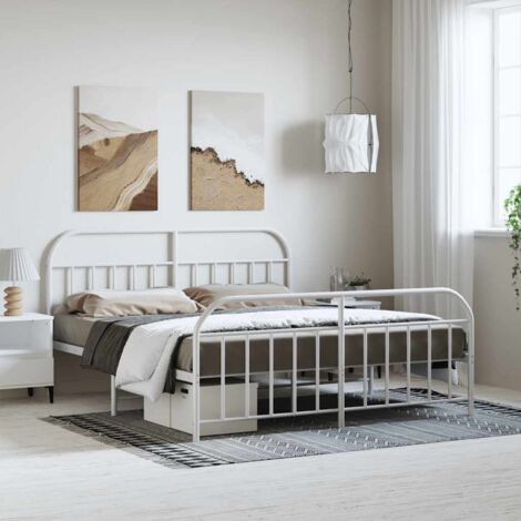 Maison Exclusive - Giroletto con Testiera Metallo Bianco 160x200 cm | Leroy Merlin