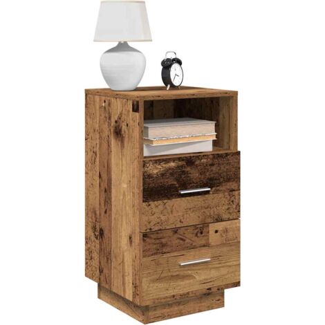 Set Di 2 Comodini Con 2 Cassetti Grigio Cemento 40x33x60 Cm | Truciolato Resistente Con Fissaggio A Parete | Camera Da Letto E Soggiorno