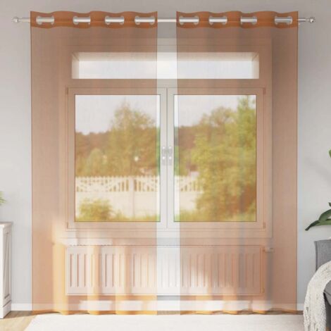 Tenda In Voile Con Occhielli, Bordeaux, 100% Poliestere, Lavabile 40°