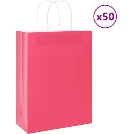 LOOKSGO 50 Sacchetti Regalo In Carta Kraft, 18x10x32 Cm, Con Fondo Piatto, Per Bomboniere E Confezioni Regalo