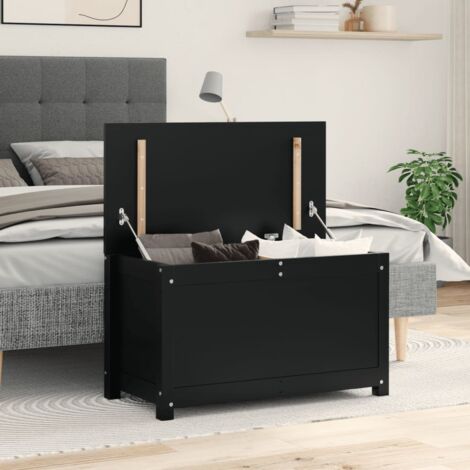 Cassapanca Legno Multistrato Nero 70x40x38 Cm - Contenitore Portaoggetti, Con Coperchio, Multiuso