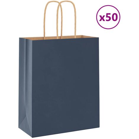 50 Sacchetti Di Carta Kraft Con Manici Neri 18x8x22 Cm | Leroy Merlin