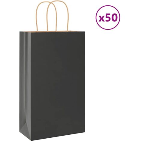 Sacchetti di Carta Kraft 50 pz con Manici Rosa 26x12x35 cm