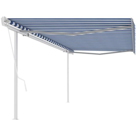 vidaXL Tenda da Sole Retrattile Automatica Pali 5x3,5 m Gialla Bianca