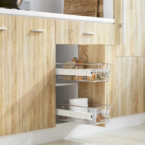 2 Cestelli Scorrevoli Per Cucina TIDYARD | In Acciaio Cromato | Per Mobili Larghezza 80 Cm - Foto 3