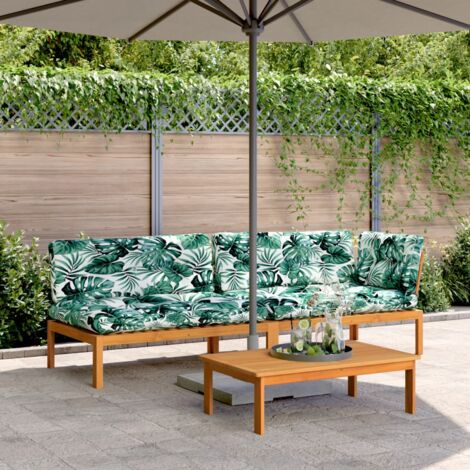 Set Divano Da Giardino 4 Pezzi In Legno Massello Di Acacia – Con Cuscini, Per Patio, Balcone E Veranda, Elegante E Resistente