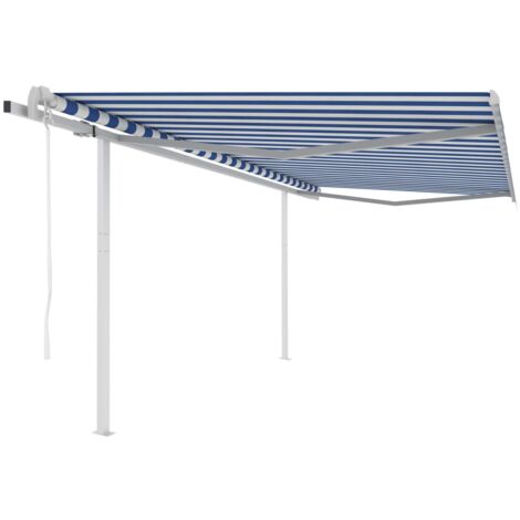 VidaXL Tenda Da Sole Retrattile Manuale 4,5x3,5 M Crema - Pali In Ferro - Protezione UV E Impermeabile - 3