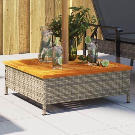 Tavolino Copribase Per Ombrellone In Legno Massello Di Pino - Grigio, 63.5x63.5x26 Cm, Decorativo E Multifunzione