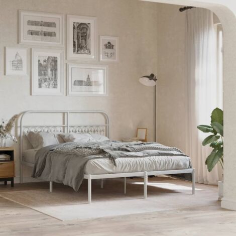Testiera Letto In Metallo Bianco 79,5x3x90 Cm - Design Classico, Struttura In Acciaio Verniciato A Polvere - Per Camera Da Letto - 2