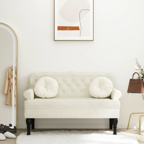Panca Con Schienale Gecheer In Velluto Nero - 119,5x64,5x75 Cm, Imbottita, Per Ingresso O Fondo Letto