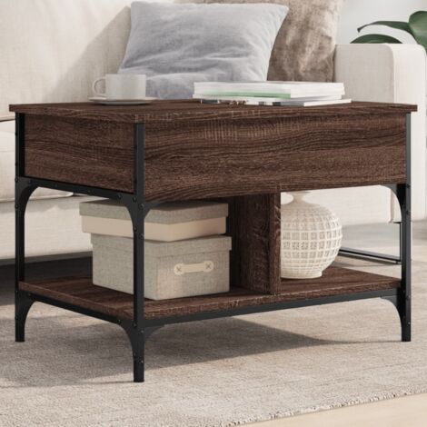 Tavolino Da Salotto In Legno Multistrato, Colore Rovere Marrone, Dimensioni 50x50x35 Cm, Pratico E Portatile