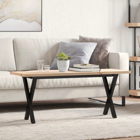 Tavolino Salotto Telaio a Y 90x90x45,5 cm Legno Pino e Acciaio 90 x 90 x 45.5 cm / Marrón