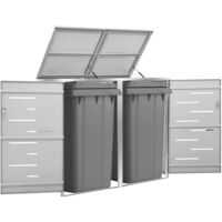 Copri Bidoni Pattumiera Doppia 138x77,5x112,5 cm Acciaio Inox