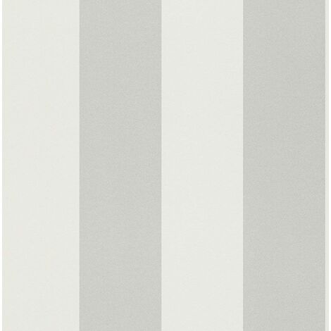 Stripe Wallpaper Silver and White Rasch 286632