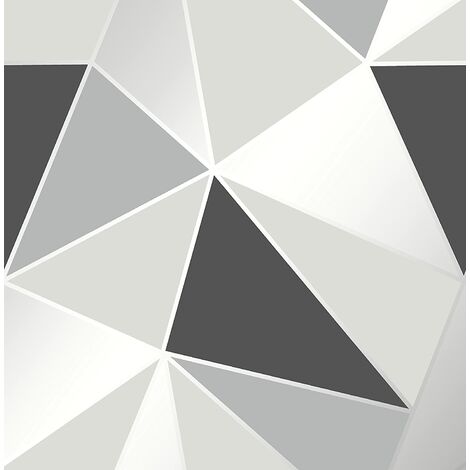 Fine Decor FD41994 UK Apex Geo Sidewall Wallpaper, Black/Silver