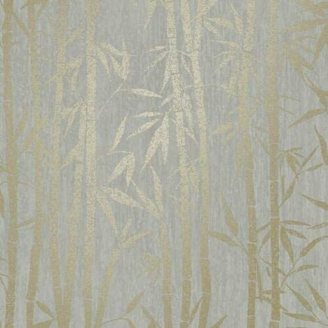 Holden Decor Leaf Pattern Metallic Motif Metallic Wallpaper Charcoal/Gold 90282