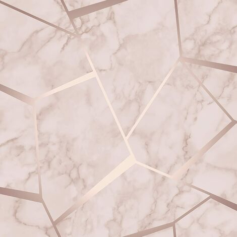 Fine Decor Fractal Geometric Marble Wallpaper Rose Gold FD42264